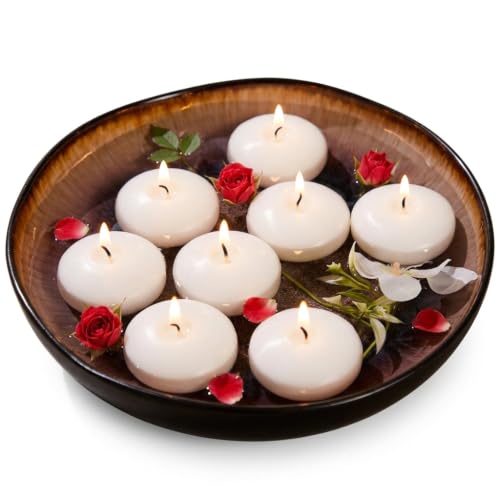 White 2-Inch Floating Candles - 12 Pack Unscented for Weddings & Decor