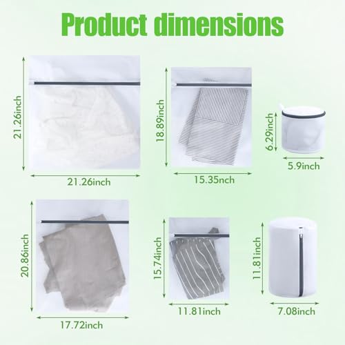 Mesh Laundry Bags for Delicates - 6 Pack with Zipper