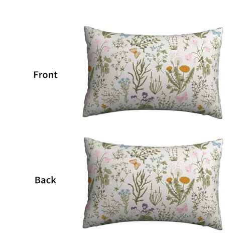 Spring Floral Lumbar Pillow Covers 12x20 (Pack of 2) - Sage Green