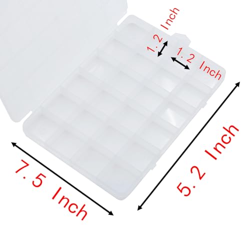 Yansanido 24-Grid Jewelry Organizer Clear Plastic Storage Box for Earrings & Small Items