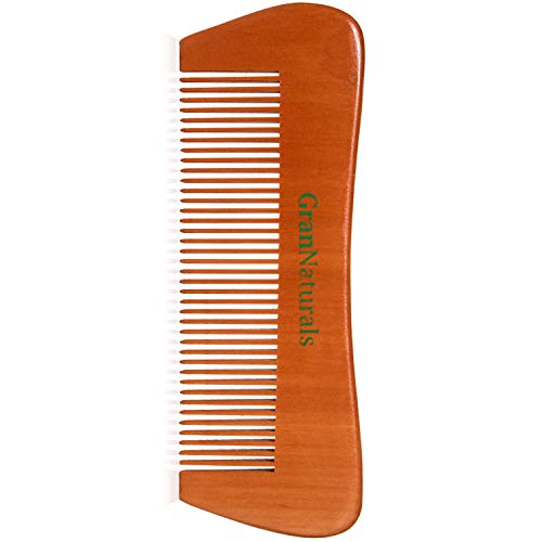 GranNaturals Long Wooden Hair & Beard Comb - Anti-Static Fine Tooth Detangler