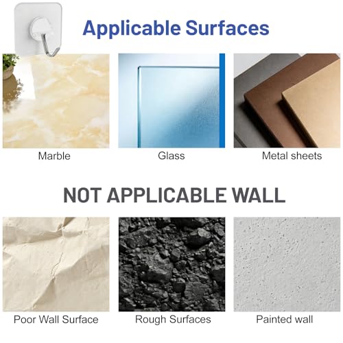 Heavy Duty Transparent Waterproof Adhesive Wall Hooks - 5 Pack for Bathroom Kitchen Outdoor