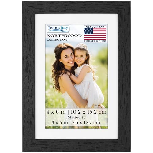 Icona Bay 4x6 Black Balsam Photo Frame with Removable Mat