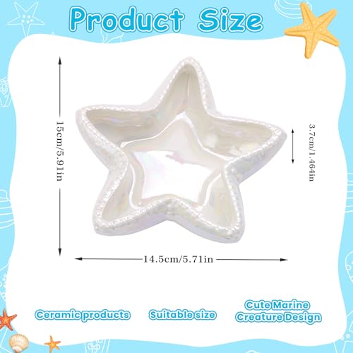 Coastal Ceramic Jewelry Dish Tray - Starfish Ring Holder