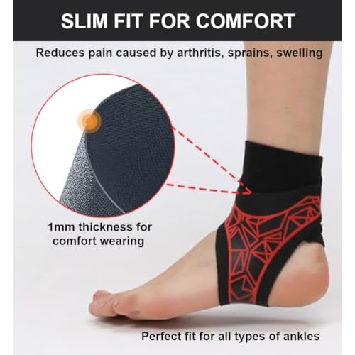 2 Pack Ankle Brace & Elastic Supports for Men & Women, Ankle Support Ankle Compression Sleeve, Plantar Fasciitis Relief Achilles Tendonitis Brace Achilles Tendonitis Wrap (Gray, S/M)