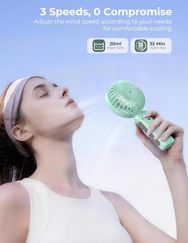 Raynocti Handheld Misting Fan, Portable Rechargeable Cooling Fan - Blue