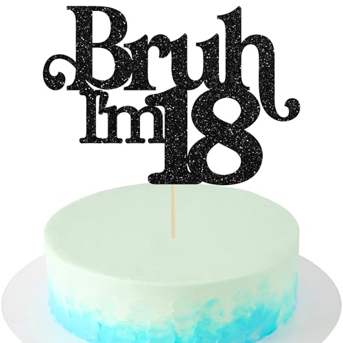 18th Birthday Cake Topper - Glitter Black Dude I'm 18 Decoration