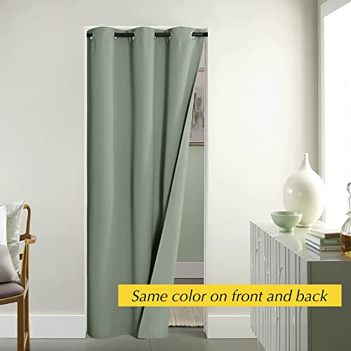 NICETOWN Sage Green Door Curtain Panel - 42" W x 95" L Blackout Thermal Insulated Room Divider