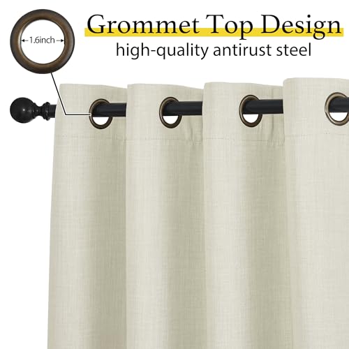 NICETOWN Faux Linen Blackout Curtains - 52" x 24" Short Window Panels, 2 Pk