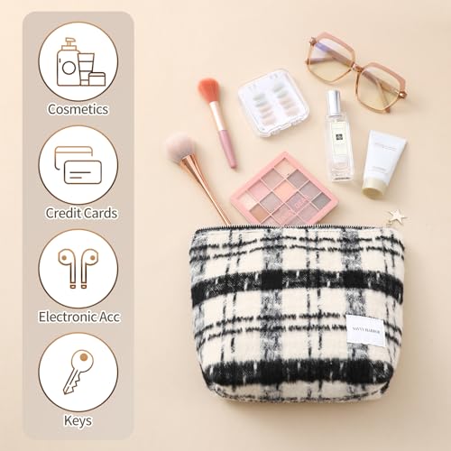 Savvy Harbor Checkered Makeup Bag & Travel Toiletry Pouch