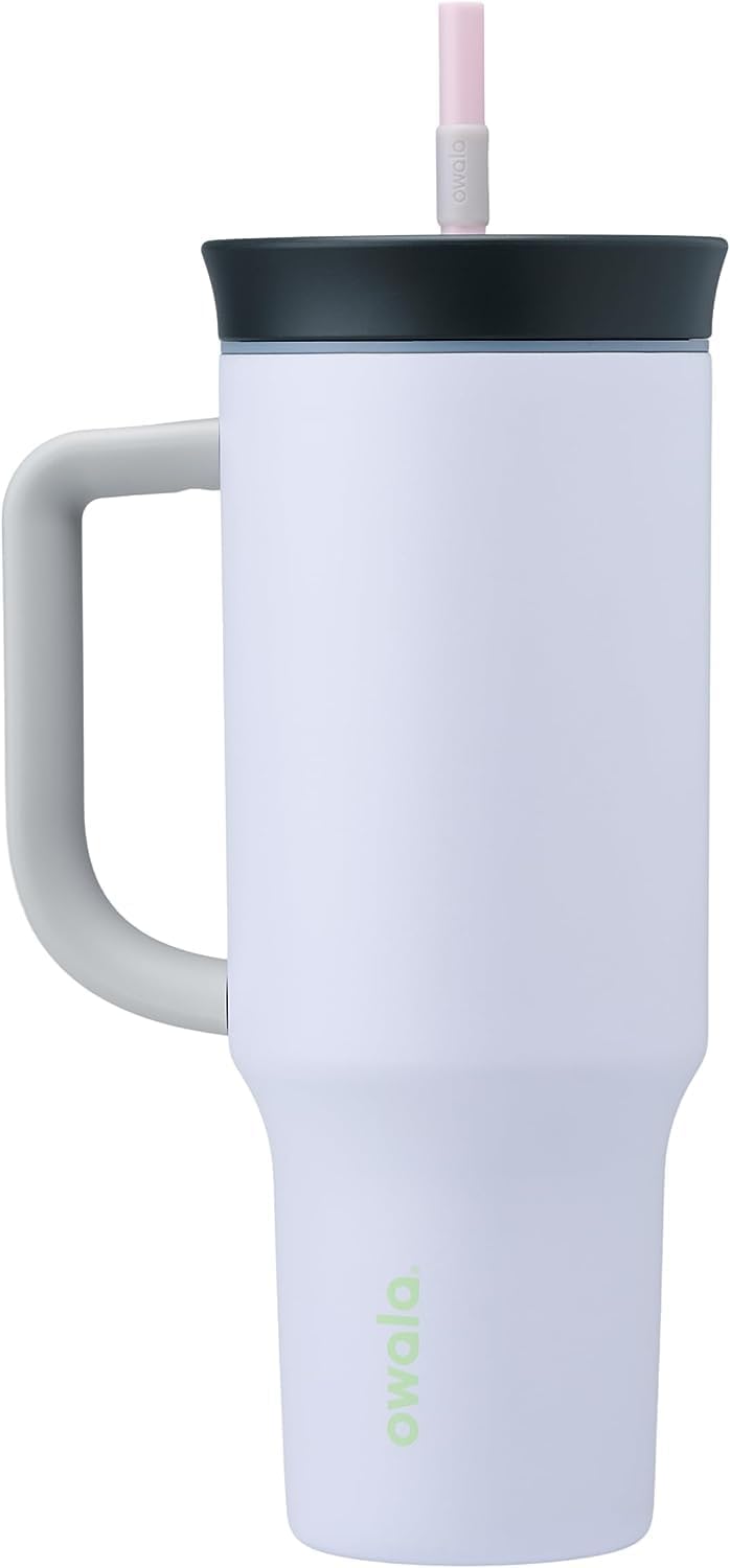 Owala Stainless Steel Travel Tumbler - 40 oz Insulated, Spill Resistant Lid & Straw, Purple (Bunny Hop)