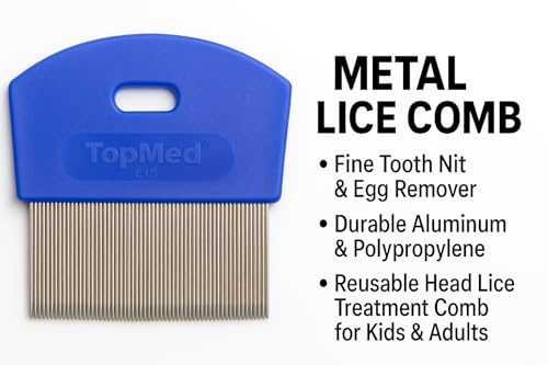 TOPMED Classical Metal Lice Comb with Dense Teeth and Handle