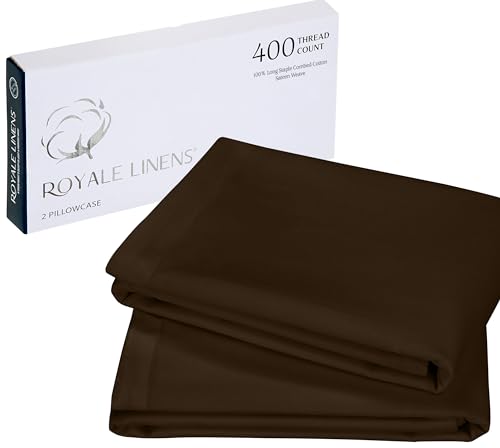 Royale Linens 400 Thread Count Cotton Queen Pillowcase Set - Hazel Nut