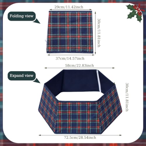Poen Tartan Plaid Christmas Tree Collar - 29-inch Holiday Tree Skirt