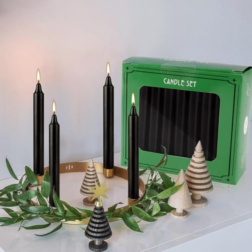 YOROXRG 4-Inch Black Chime Candles – Set of 40 Unscented Taper Candles