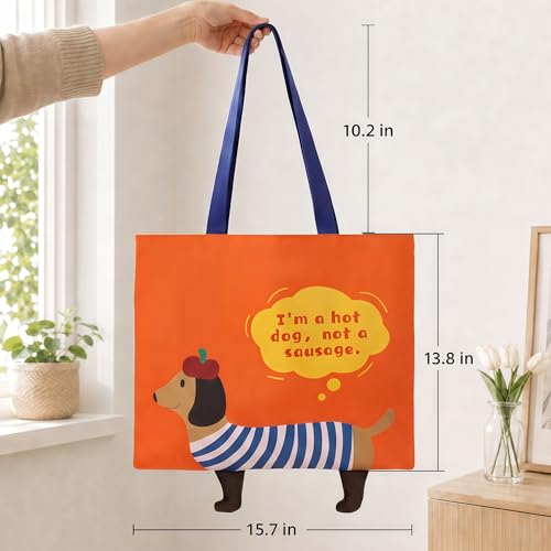 Qirrmiy 3D Dog Canvas Tote Bag for Women - Reusable Shoulder Bag