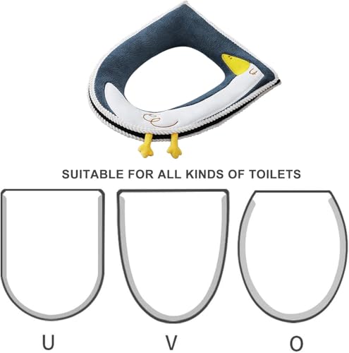 Plush Cotton Toilet Seat Cover with Warmer & Easy Lift Handle
