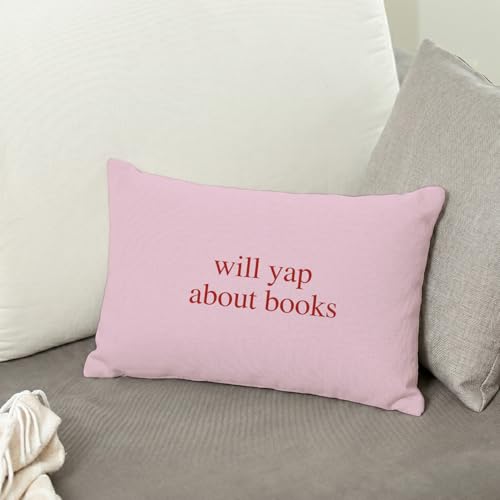 Book Lovers Pink Throw Pillow Cover 12x20 Inch - Minimalist Decor