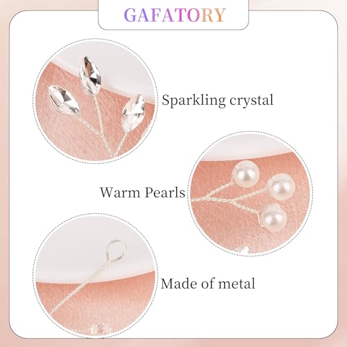 GAFATORY Pearl Wedding Headband & Crystal Bridal Hair Piece Crown