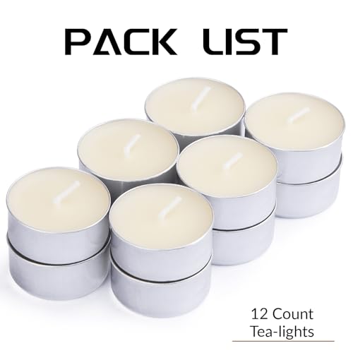 TELOSMA 100% Pure Beeswax Tealight Candles - Natural Ivory, 12-Pack
