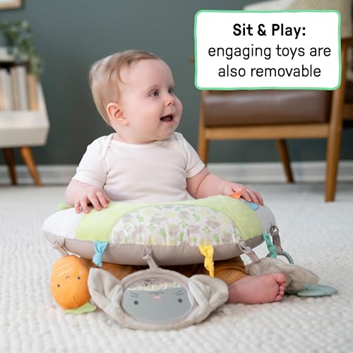 Ingenuity Cozy Prop Sylvi Tummy Time Pillow?, Multi-Sensory, 4 Removable Toys, 0+M - Plush Bunny
