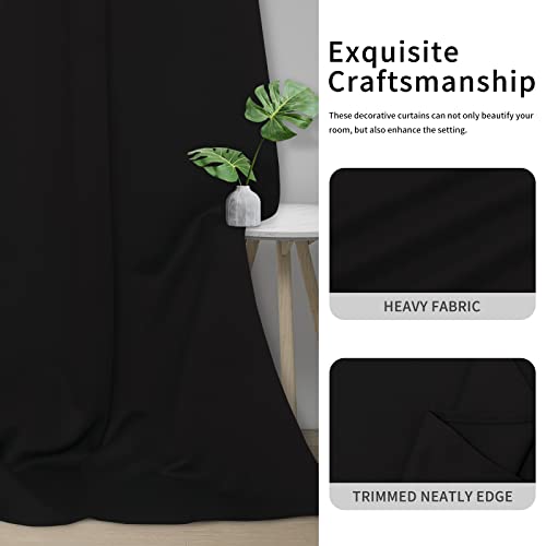 Easy-Going Thermal Blackout Curtains - 42x95 Inch, 2-Panel Set, Black