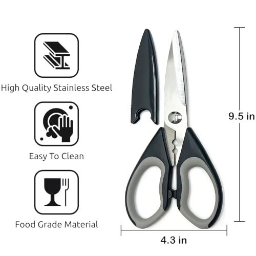 BJDDM 3 Pack Kitchen Shears - Heavy Duty Stainless Steel Scissors with Herb Stripper