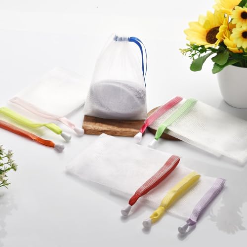 10-Pack Mesh Soap Saver Bag and Exfoliating Pouch with Drawstring