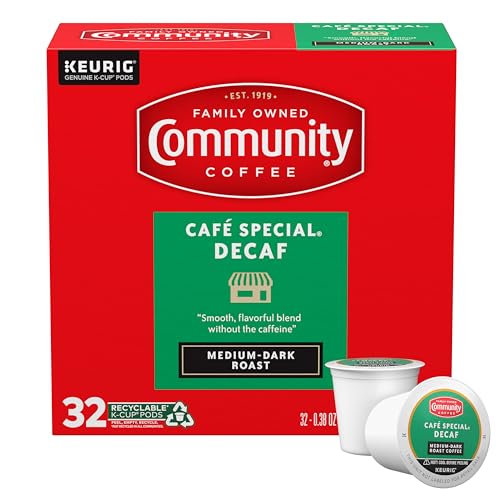 Community Coffee Café Special Decaf K-Cup Pods, Medium-Dark Roast, 32 Count