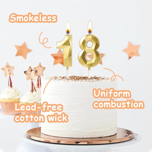 Gold 70th Birthday Candles | 3D Number Cake Topper for Celebrations