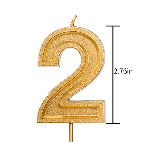 Luter Large Gold Glitter Number Birthday Cake Candle 2.76 Inch