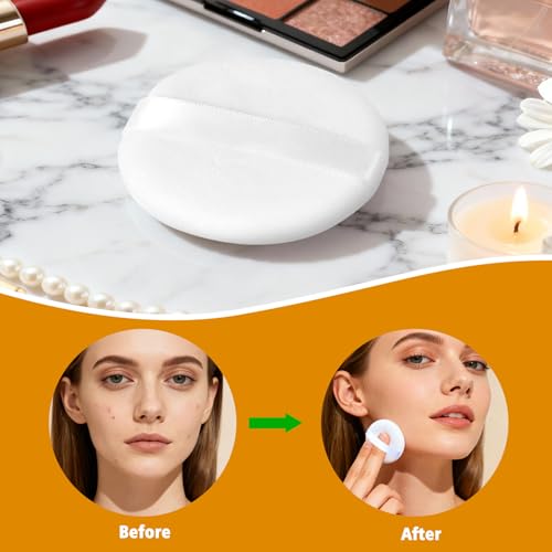 YEAJOIN 3pcs Powder Puff Set with Container Soft Body and Face Makeup Puffs