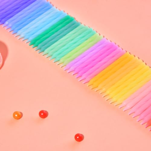 Rainbow Spiral Birthday Candles - 50 Colorful Long Burn Cake Toppers