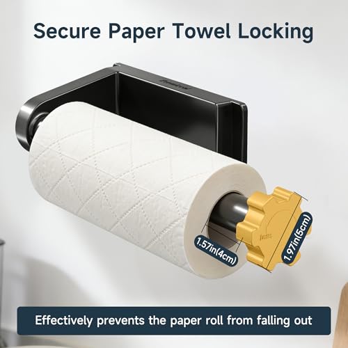 Evemlceol Adhesive Paper Towel Holder Wall Mount with Gold Locking Nut