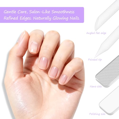 Glass Nail File and Cuticle Pusher Set with Sanding Pads