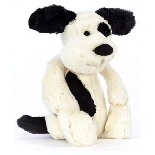 Jellycat Bashful Black and Cream Puppy Stuffed Animal, Medium 12 inches - Dogs and Puppies Plush Toy - Classic Children's Gift