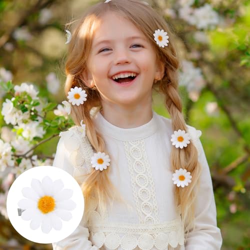 Aiyorse 10 Pcs White Daisy Flower Hair Clips for Women Wedding