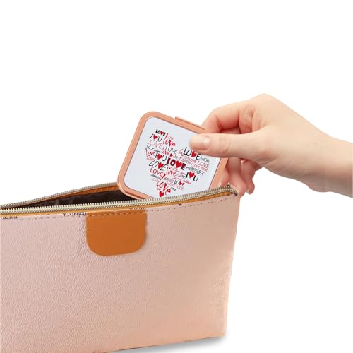 Rose Gold Mini Compact Mirror for Women - 1X/2X Magnification