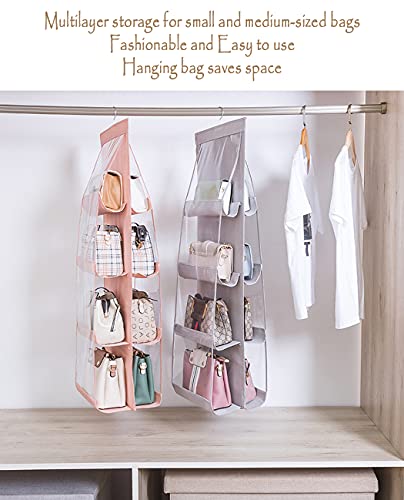 Hanging Purse Organizer Closet Storage with Clear PVC Pockets, 2 Pack