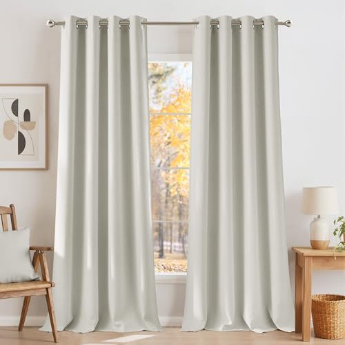 NICETOWN Natural Room Darkening Curtains, Linen Look, 42"W x 84"L (Pack of 2)