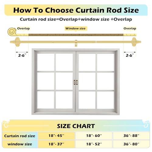 JRZOO Wrap Around Blackout Curtain Rod, 30-45 Inch Adjustable, Gold