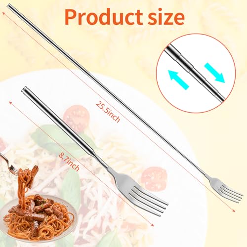 3-Piece Extendable BBQ Forks, Telescopic Stainless Steel Long Forks