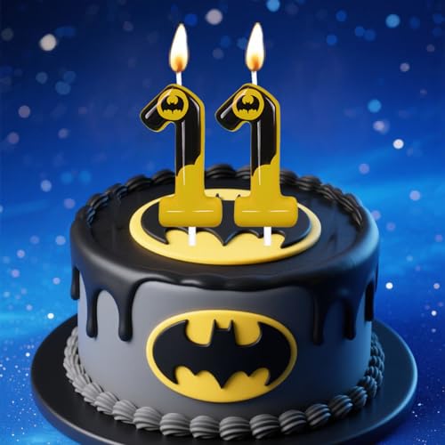Number 4 Birthday Candle - Black Bat Design Hero Themed Cake Topper
