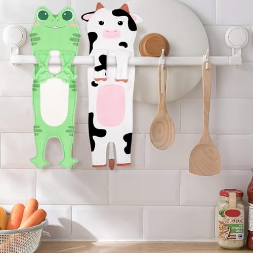Funny Frog Hand Towels - Green-F Cute Kitchen & Bathroom Decor