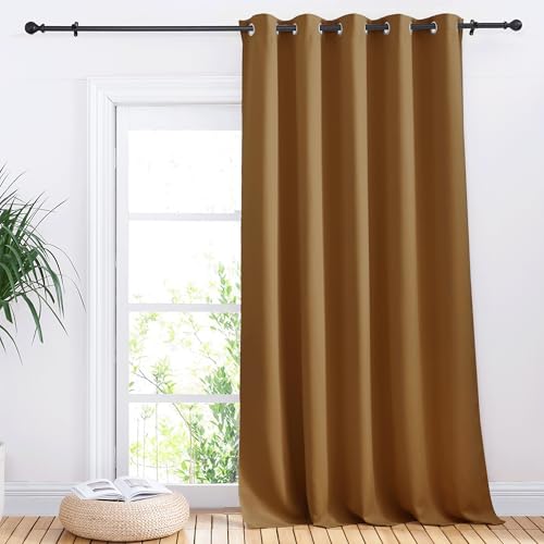 NICETOWN Thermal Blackout Sliding Door Curtain, Gold Brown 70"W x 95"L