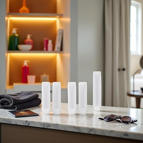 Dwuww 5-Pack 1 oz Travel Size Refillable Cosmetic Pump Dispensers