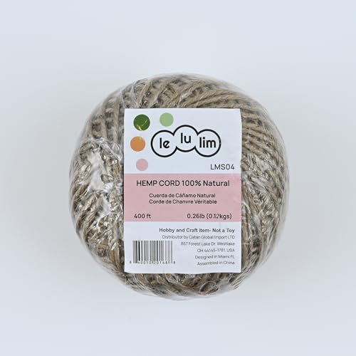 100% Natural Hemp Cord 400FT - Twine for Jewelry & Crafts