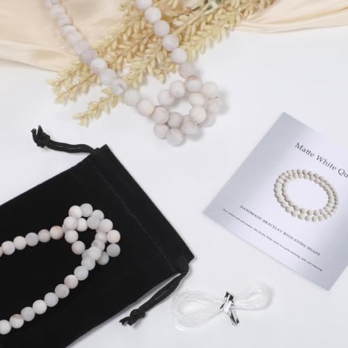 THRELE 8mm Matte White Quartz Bead Kit with Cord and Storage Bag