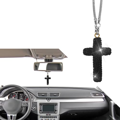 Crystal Cross Car Rearview Mirror Pendant - Faith Decoration
