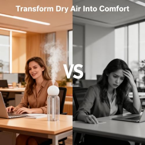 GloryAir 220ml Mini Portable Humidifier - Quiet Cool Mist for Desk & Travel